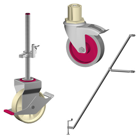 Fahrrollen, Stützen und Anker für Fahrgerüste Industrieausführung
