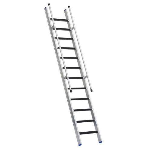 Stufenanlegeleiter 60 cm breit mit Handlauf und Antirutschbelag ohne Traverse