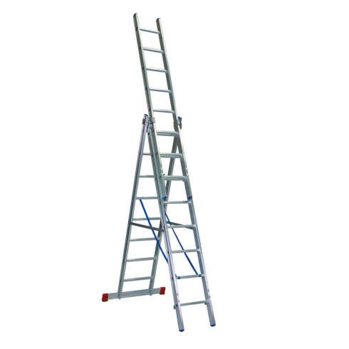 Mehrzweckleiter Handwerkerausführung 3-teilig, 35/41/47 cm breit mit Aussteifungsstreben an den Leiternteilen