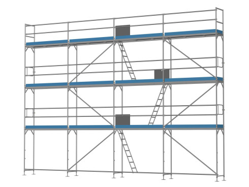 Traufseitengerüst 80 m² - 2,5 m Felder - 10 m lang - 8 m Arbeitshöhe