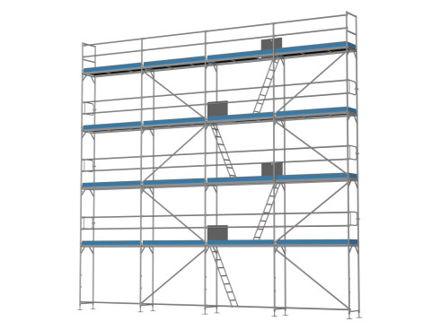 Traufseitengerüst 100 m² - 2,5 m Felder - 10 m lang - 10 m Arbeitshöhe