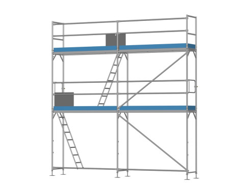 Traufseitengerüst 30 m² - 2,5 m Felder - 5 m lang - 6 m Arbeitshöhe