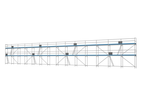 Traufseitengerüst 210 m² - 2,5 m Felder - 35 m lang - 6 m Arbeitshöhe