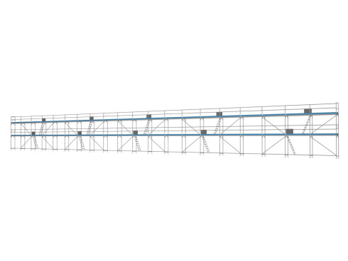 Traufseitengerüst 300 m² - 2,5 m Felder - 50 m lang - 6 m Arbeitshöhe