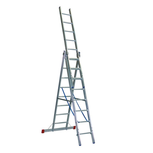 Mehrzweckleiter Handwerkerausführung plus 3-teilig, 41/47/53 cm breit mit Aussteifungsstreben an den Leiternteilen und an den Traversen