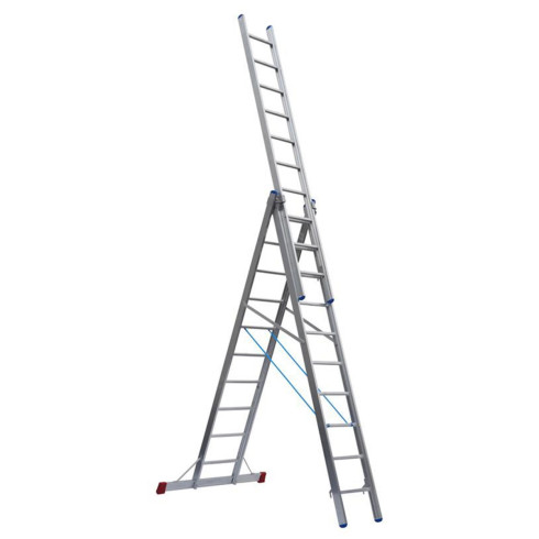Mehrzweckleiter PREMIUM 3-teilig, 41/47/53 cm breit mit Aussteifungsstreben an den Leiternteilen