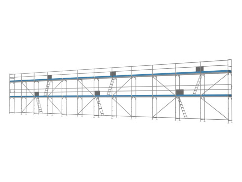 Traufseitengerüst 180 m² - 2,5 m Felder - 30 m lang - 6 m Arbeitshöhe