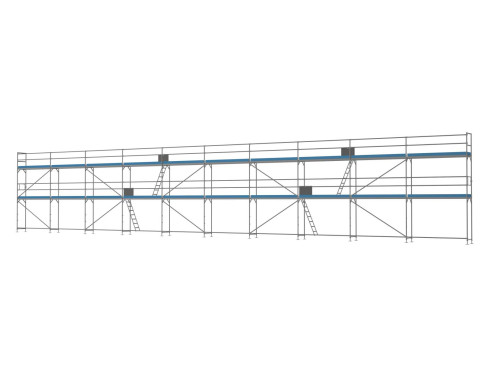 Traufseitengerüst 180 m² - 3,0 m Felder - 30 m lang - 6 m Arbeitshöhe