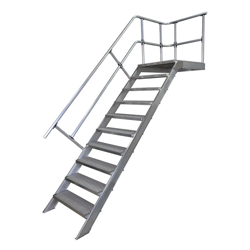 Alutreppe mit Podest Handlauf und Alu Lochblech Alutreppe mit Podest Handlauf und Alu Lochblech