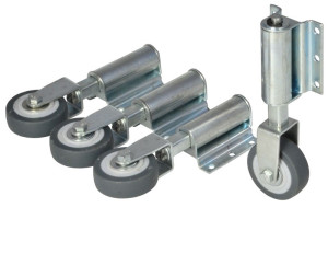 Leiterntritt 420 mm breit mit Stahlgelenken und Federdruckrollen