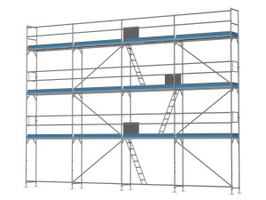 Traufseitengerüst 80 m² - 2,5 m Felder - 10 m lang - 8 m Arbeitshöhe