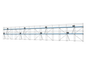 Traufseitengerüst 210 m² - 2,5 m Felder - 35 m lang - 6 m Arbeitshöhe