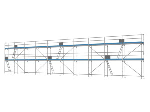 Traufseitengerüst 150 m² - 2,5 m Felder - 25 m lang - 6 m Arbeitshöhe