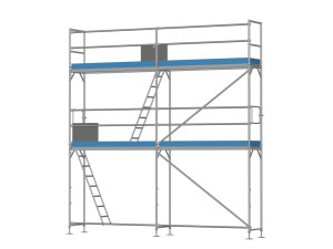 Traufseitengerüst 30 m² - Feldlänge 2,5 m - Gerüstlänge 5,0 m - Arbeitshöhe 6,0 m