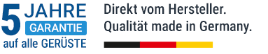 10 Jahre Garantie auf alle Leitern und 5 Jahre Garantie auf alle Gerüste